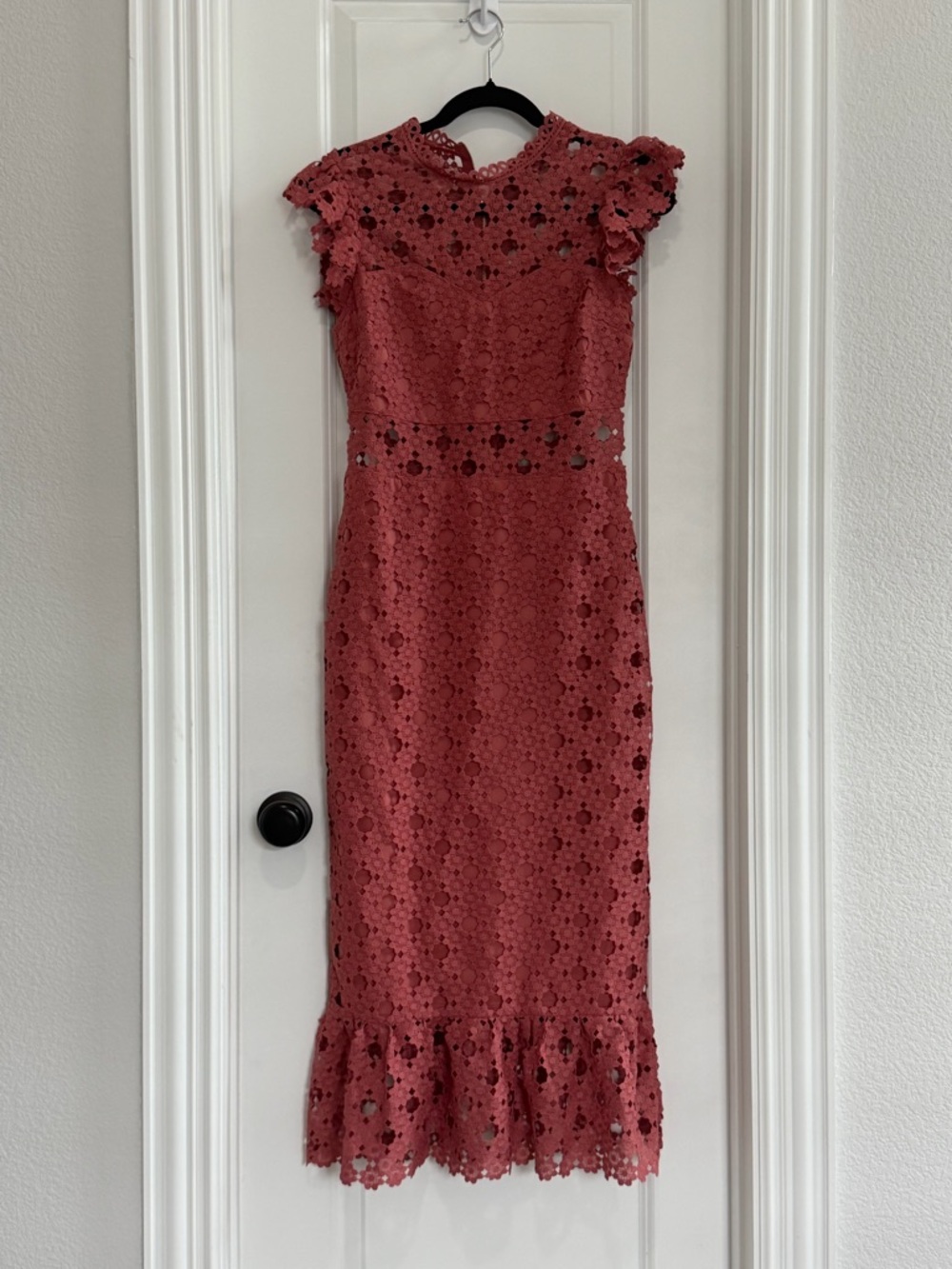 Just Me Lace Midi Dress in Dusty Rose - Elegant Women's Dress